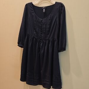 H&M Navy Long Sleeve Dress With Buttons